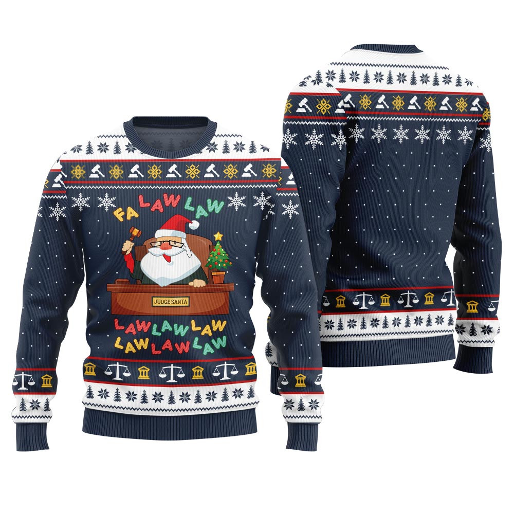 Funny Santa Lawyer Fa Law Law Ugly Sweater Navy Warm Winter Sweater to Brighten Your Holidays