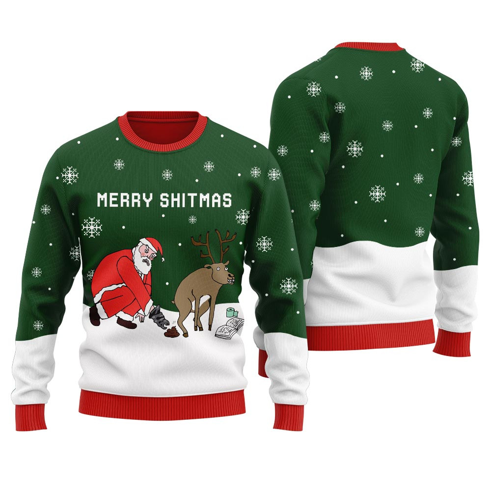 Funny Santa Merry Shitmas Ugly Christmas Sweater For Adult Holiday Merch That Makes a Perfect Christmas Gift