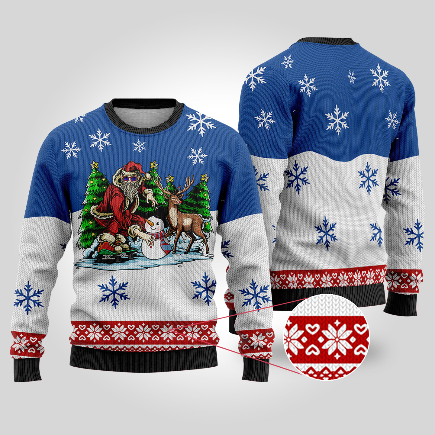 Funny Santa Skateboard Royal Ugly Christmas Sweater Seasonal Gift Merch for Cozy Christmas Vibes