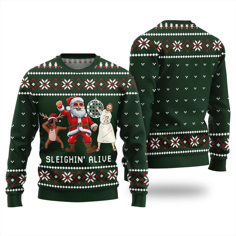 Funny Santa Sleign Mens Ugly Christmas Sweater Trending Christmas Merch Gift 2025 Collection