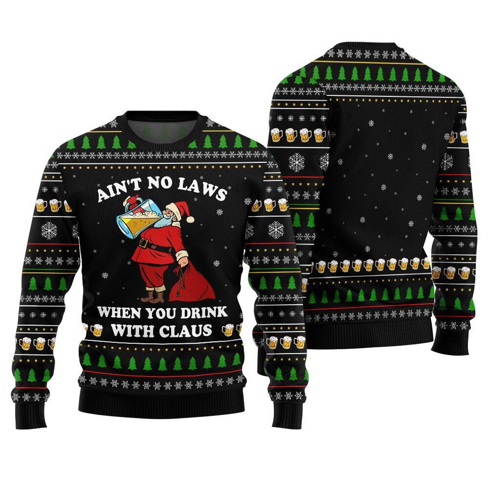 Funny Santa With Beer Ugly Christmas Sweater Exclusive Christmas Sweater Merch Gift Edition