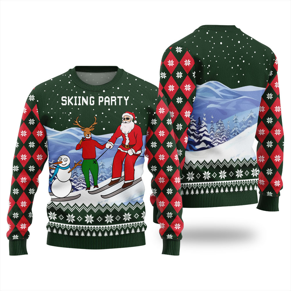 Funny Santa With Reindeer And Snowman Ugly Christmas Sweater For Men Merry Christmas Sweatshirt for Holiday Fun