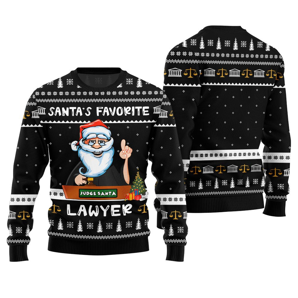 Funny Santas Favorite Lawyer Ugly Christmas Sweater Black Meaningful Holiday Gift Merch to Show You Care
