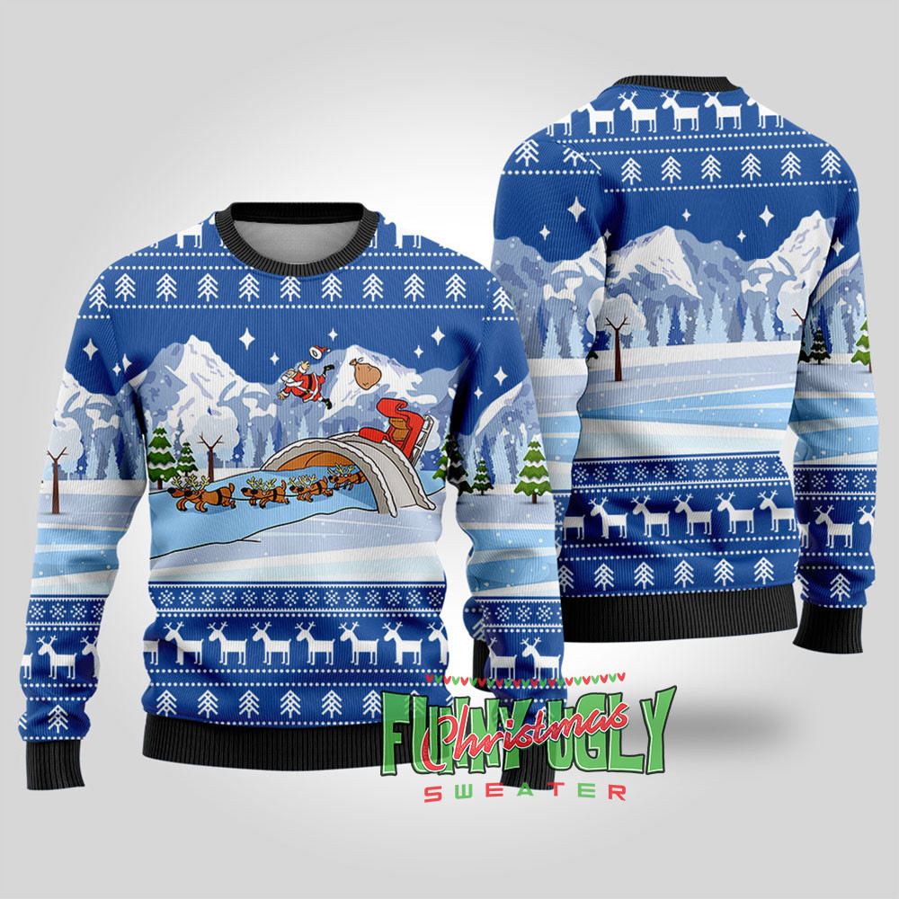 Funny Santas Sleigh Ugly Christmas Sweater Royal Unique Holiday Merch Gift for Home and Family