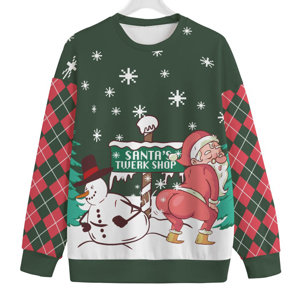 Funny Santas Twerk Shop Womens Plus Size Ugly Christmas Sweater Exclusive Holiday Sweater Merch for Gift Giving