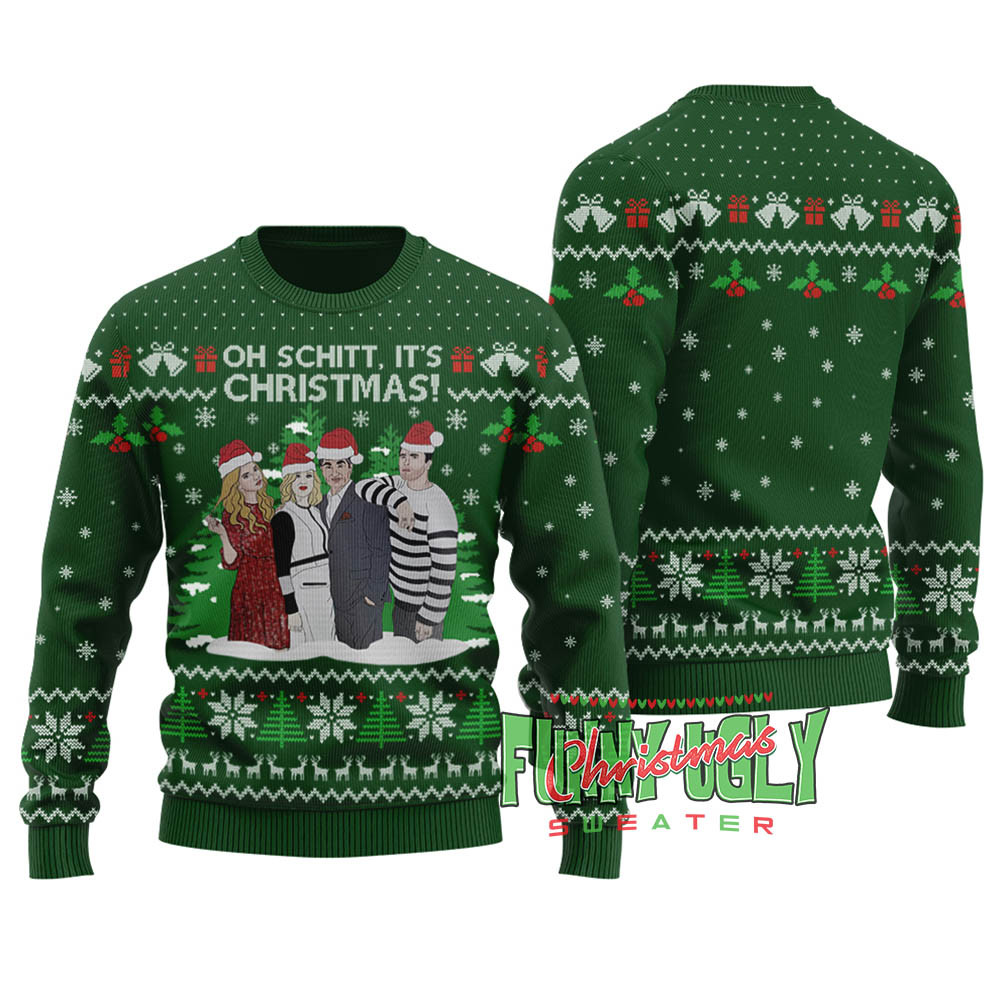 Funny Schitts Creek Christmas Sweater Forest Green Popular Holiday Gift Merch for Everyone