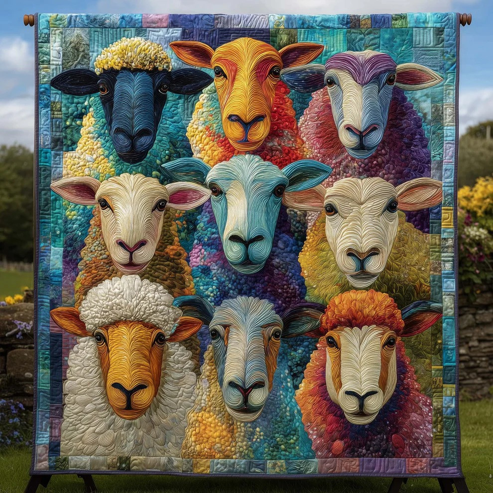 Funny Sheep Quilted Blanket Farm Animal Decor Apparel Cozy Gift For Sheep Lover Women