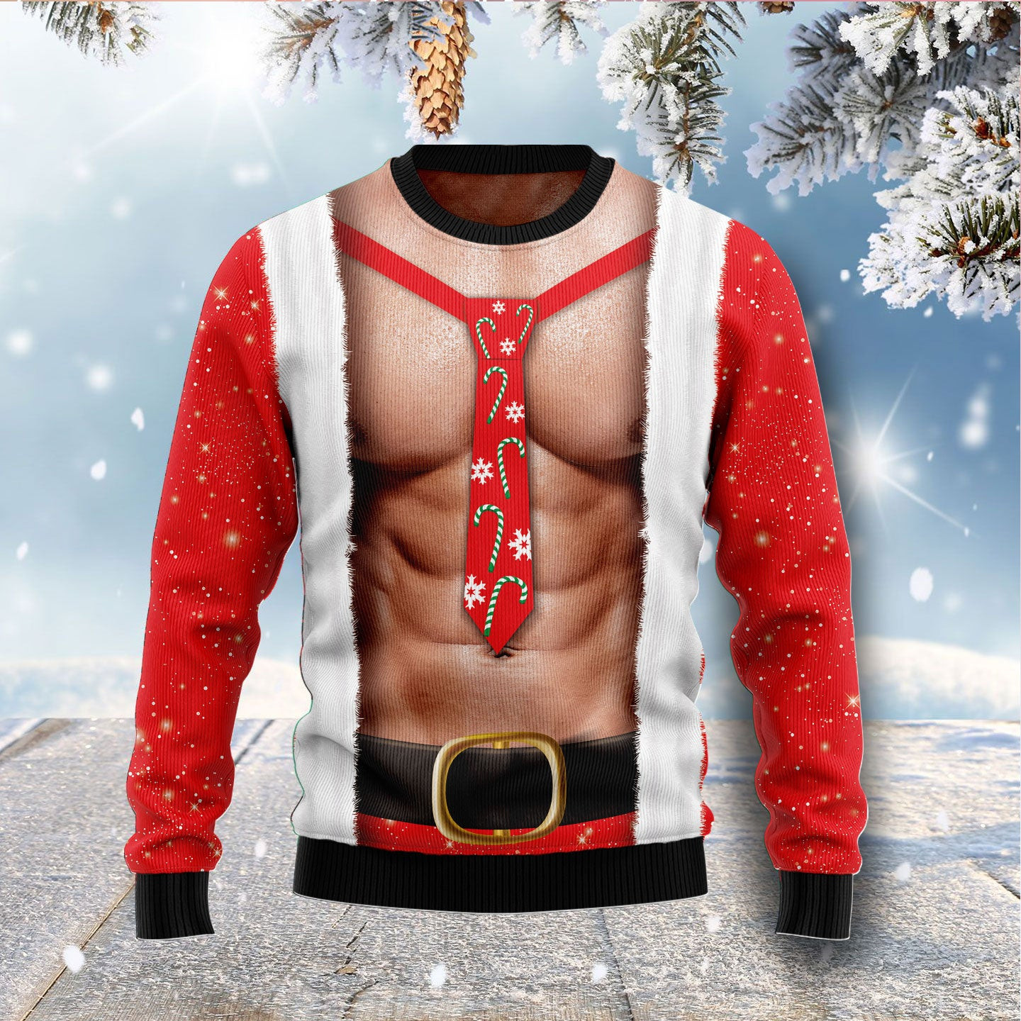 Funny Six Pack Muscle  Ugly Christmas Sweater