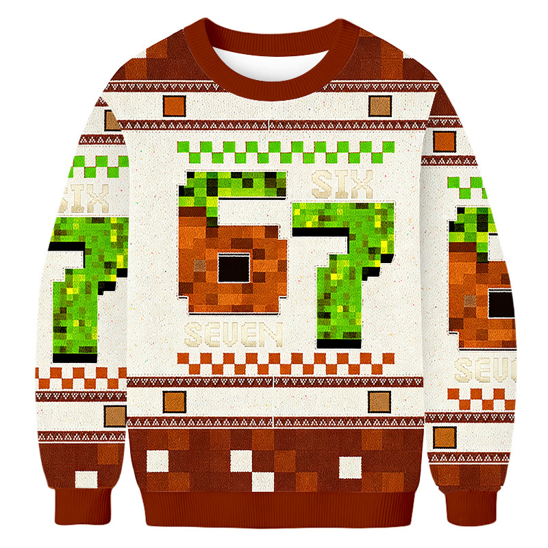 Funny Six Seven Ugly Sweater Funny Meme Pixel Art Holiday Clothing Gifts For Boyfriend