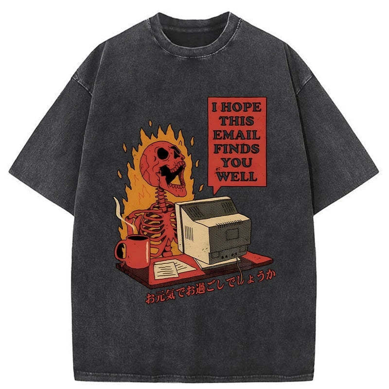 Funny Skeleton Workaholic Washed T-Shirt Cool Graphic Tee For Men Women Gifts For BFF Funny Skeleton Workaholic Washed T-Shirt Cool Graphic Tee For Men Women Gifts For BFF