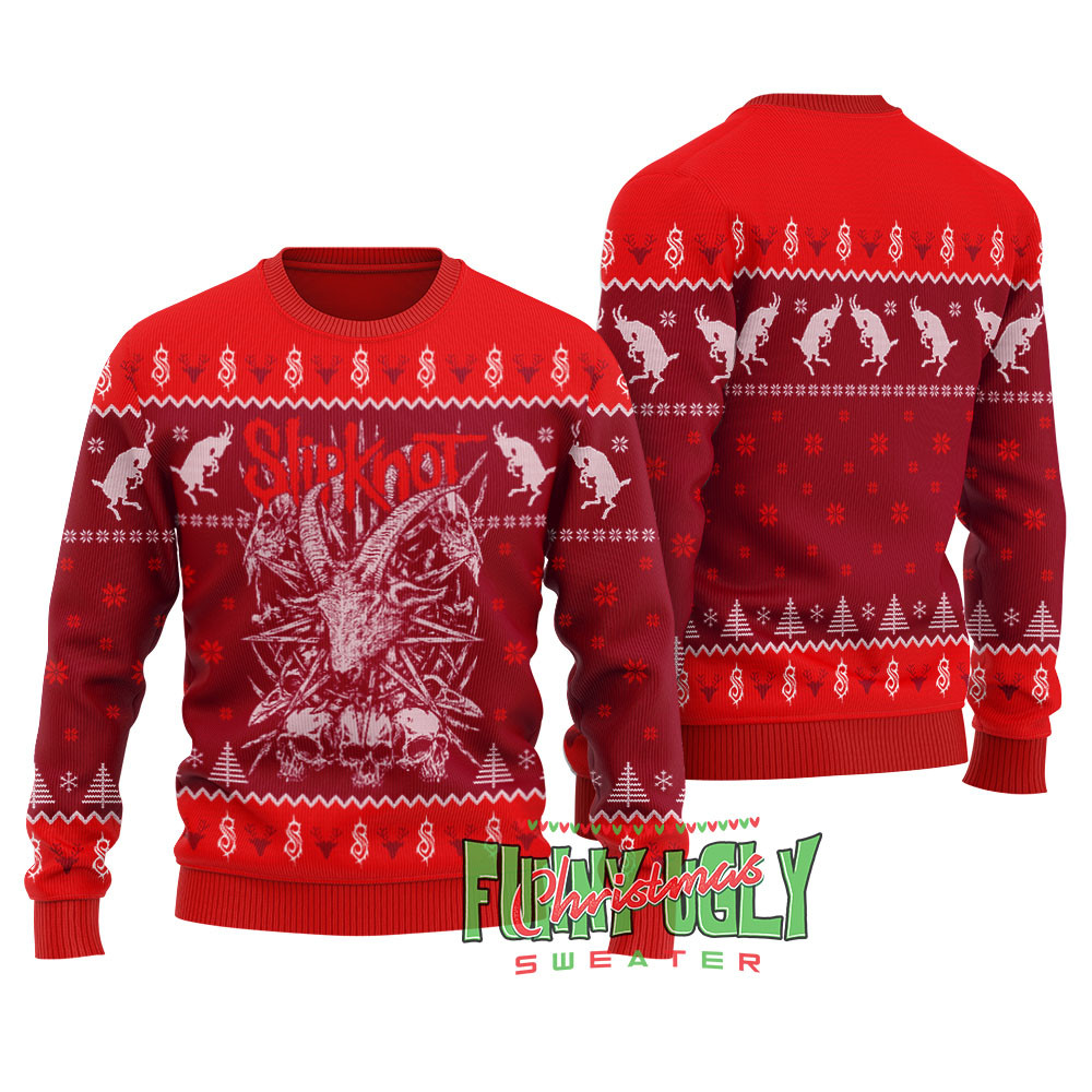 Funny Slipknot Christmas Sweater Cardinal Red Exclusive Holiday Sweater Merch for Gift Giving