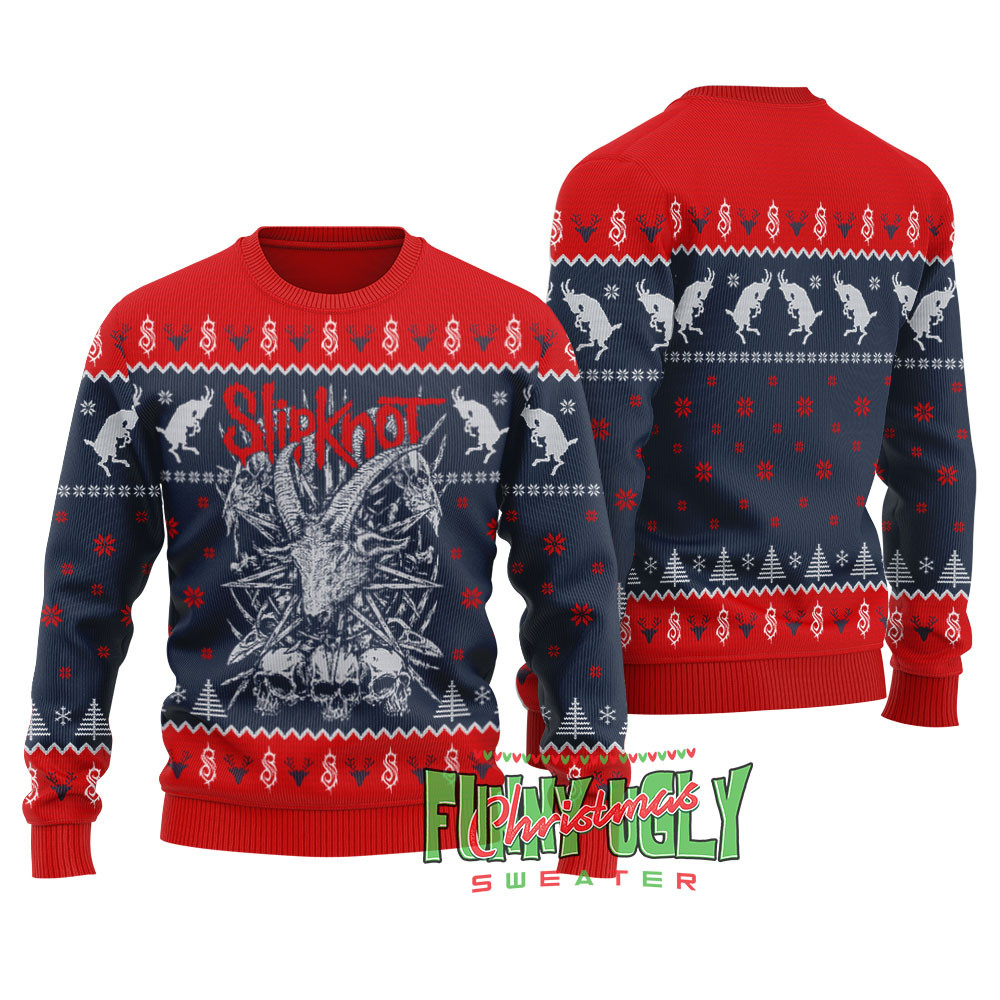 Funny Slipknot Christmas Sweater Navy Stylish Winter Sweatshirt for Everyday Wear