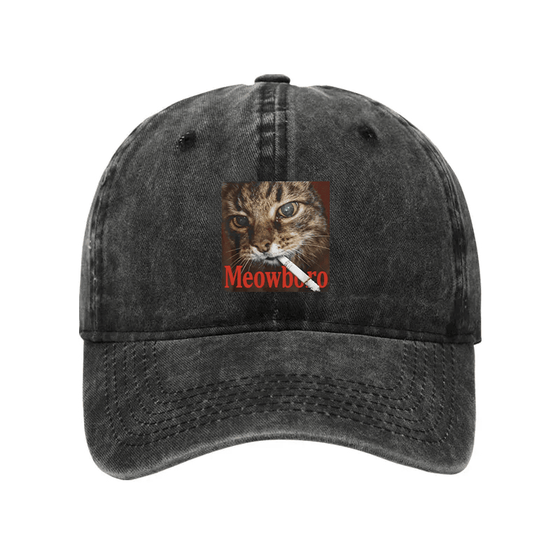Funny Smoking Cat Meme Washed Hat Animal Themed Baseball Cap Gifts For Meme Lovers