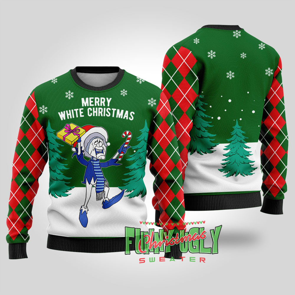 Funny Snow Miser Ugly Christmas Sweater Forest Green Lovely Christmas Sweater Gift for Mom or Grandma