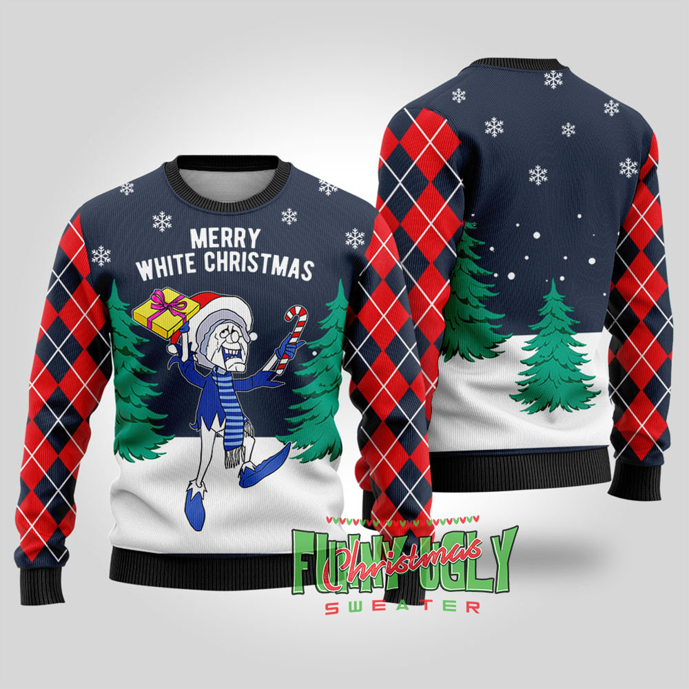 Funny Snow Miser Ugly Christmas Sweater Navy Festive Sweatshirt for Christmas Celebrations