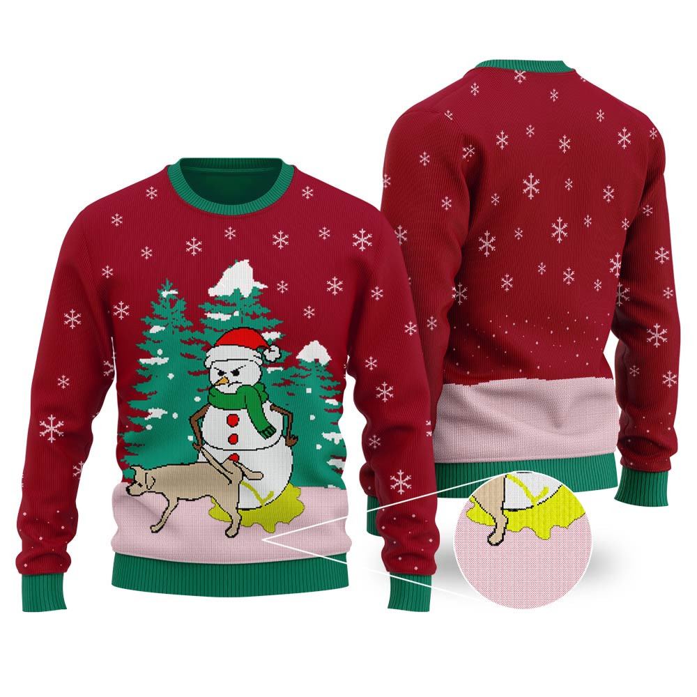 Funny Snowman Christmas Sweaters Cardinal Red Best Christmas Merch Gift for Family and Friends