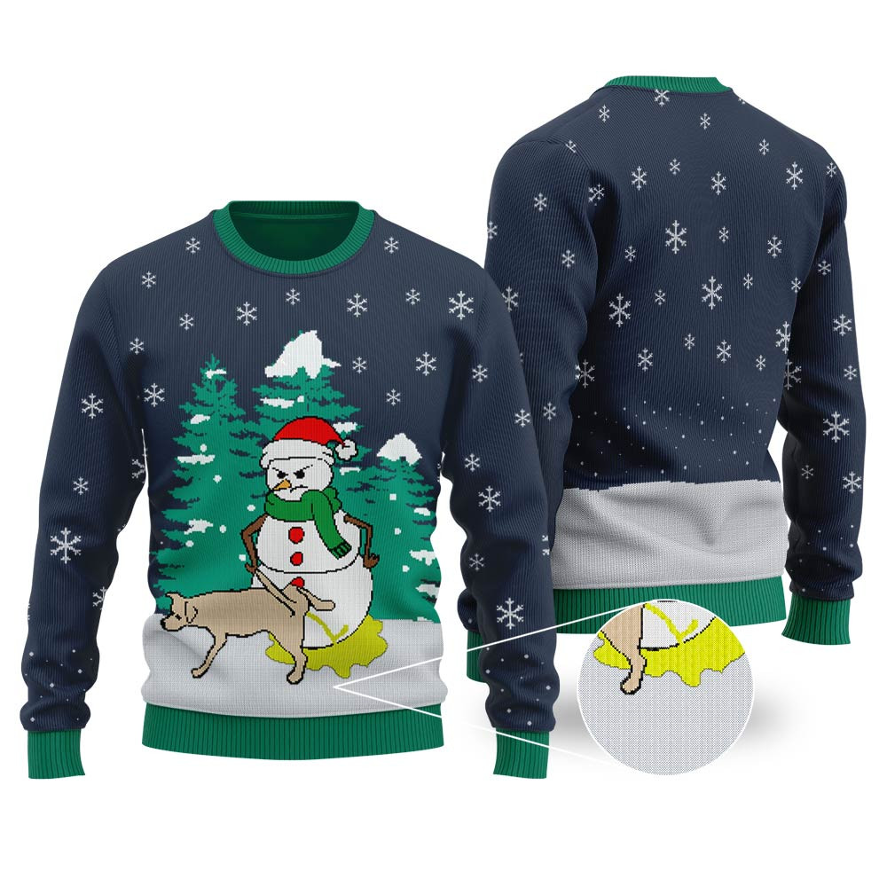Funny Snowman Christmas Sweaters Navy Warm and Comfy Sweater for Winter Days