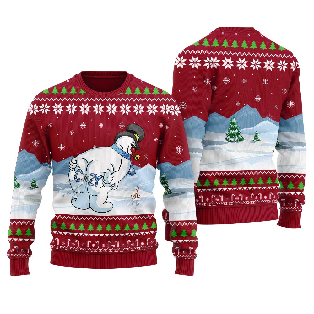 Funny Snowman Merry Christmas Mens Ugly Sweater Cozy Christmas Sweater for Holiday Season