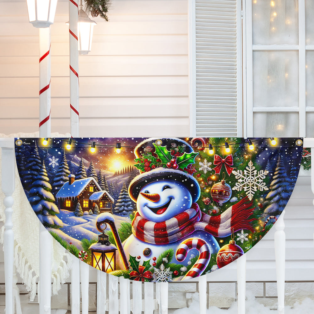Funny Snowman Merry Christmas Winter Non Pleated Fan Flag