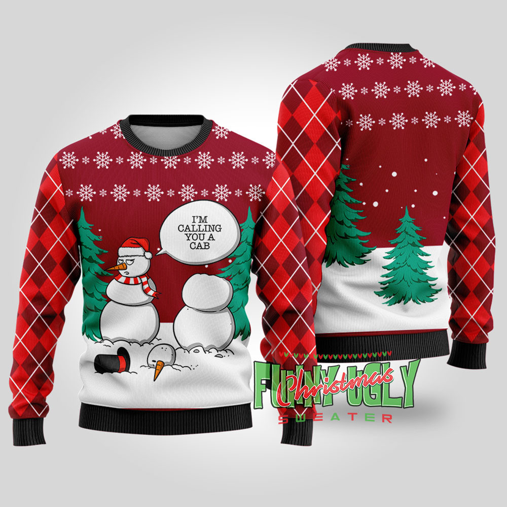 Funny Snowman Ugly Christmas Sweater Cardinal Red Exclusive Holiday Sweater Merch for Gift Giving