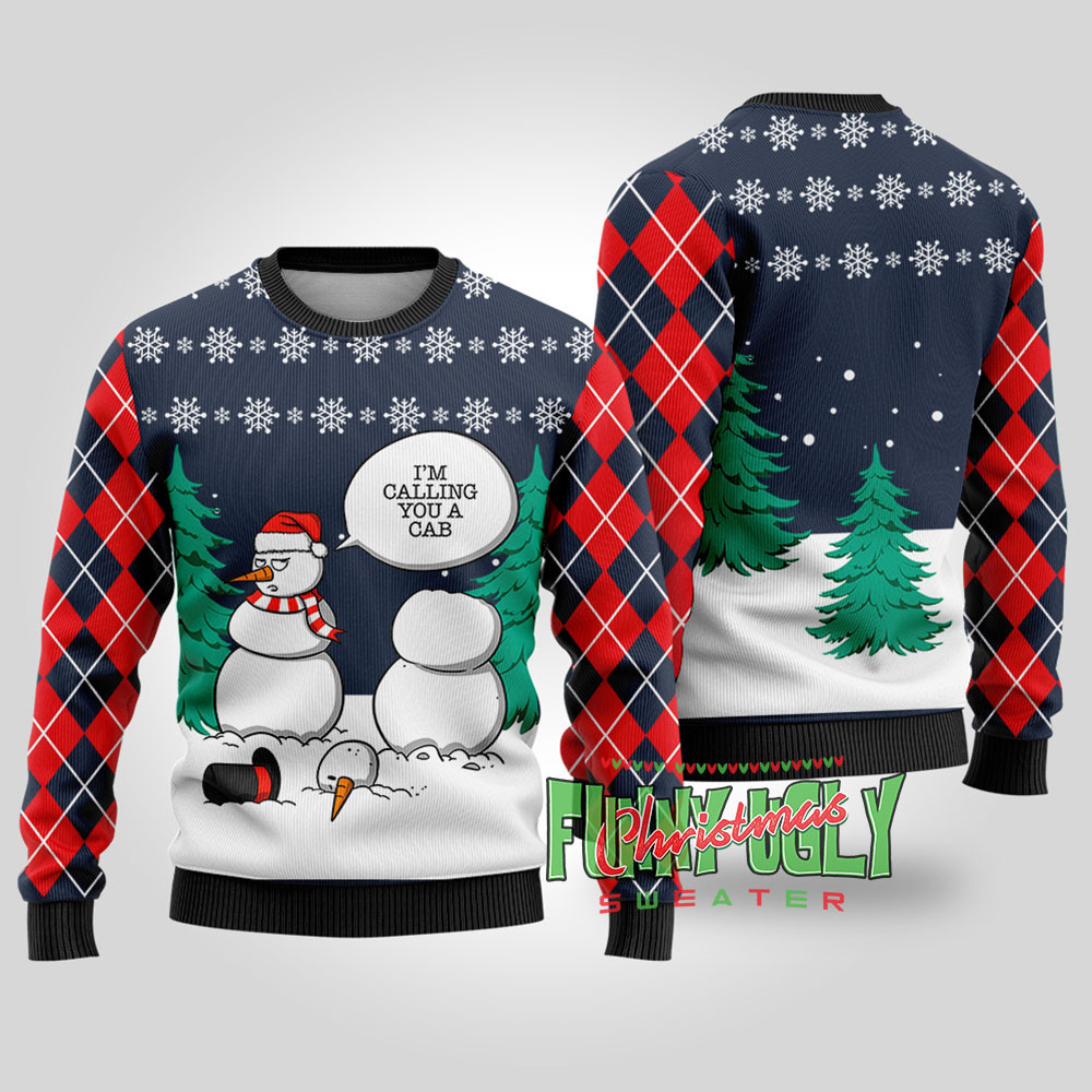 Funny Snowman Ugly Christmas Sweater Navy Perfect Merch Gift for the Christmas Season