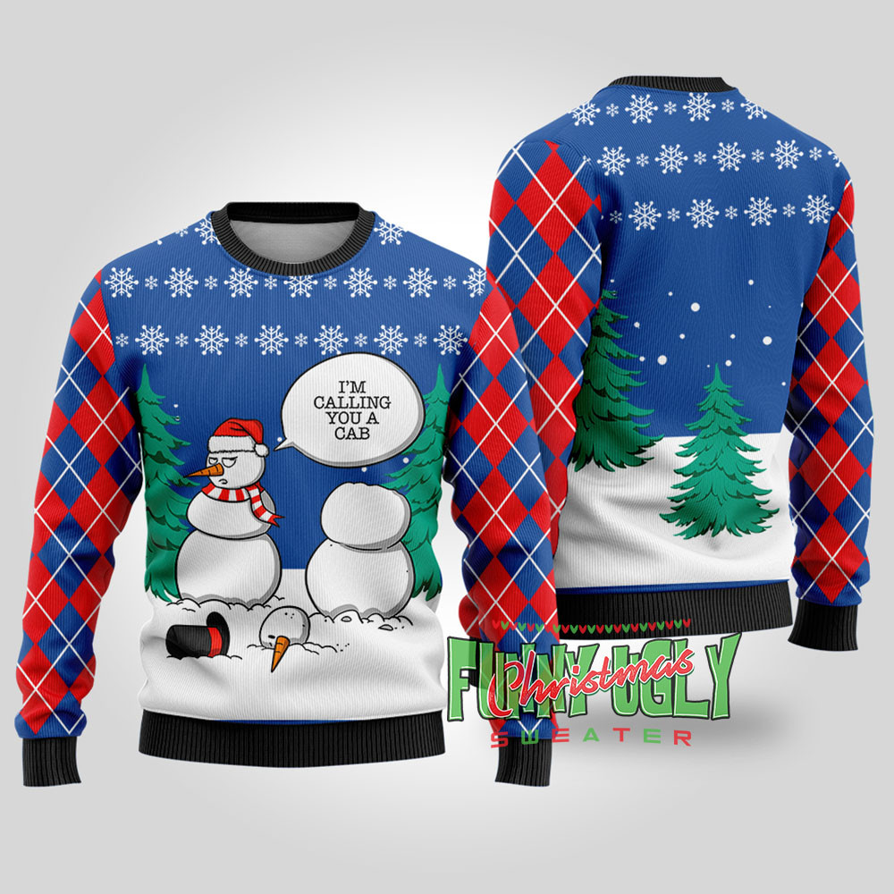Funny Snowman Ugly Christmas Sweater Royal Personalized Christmas Sweatshirt Gift for Family