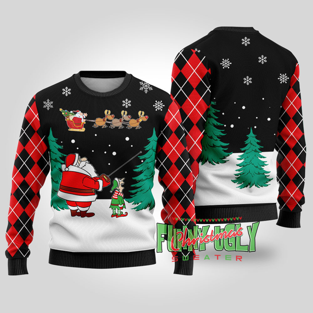 Funny Special Delivery Santa Ugly Christmas Sweater Black Funny Holiday Sweater for Family Gatherings