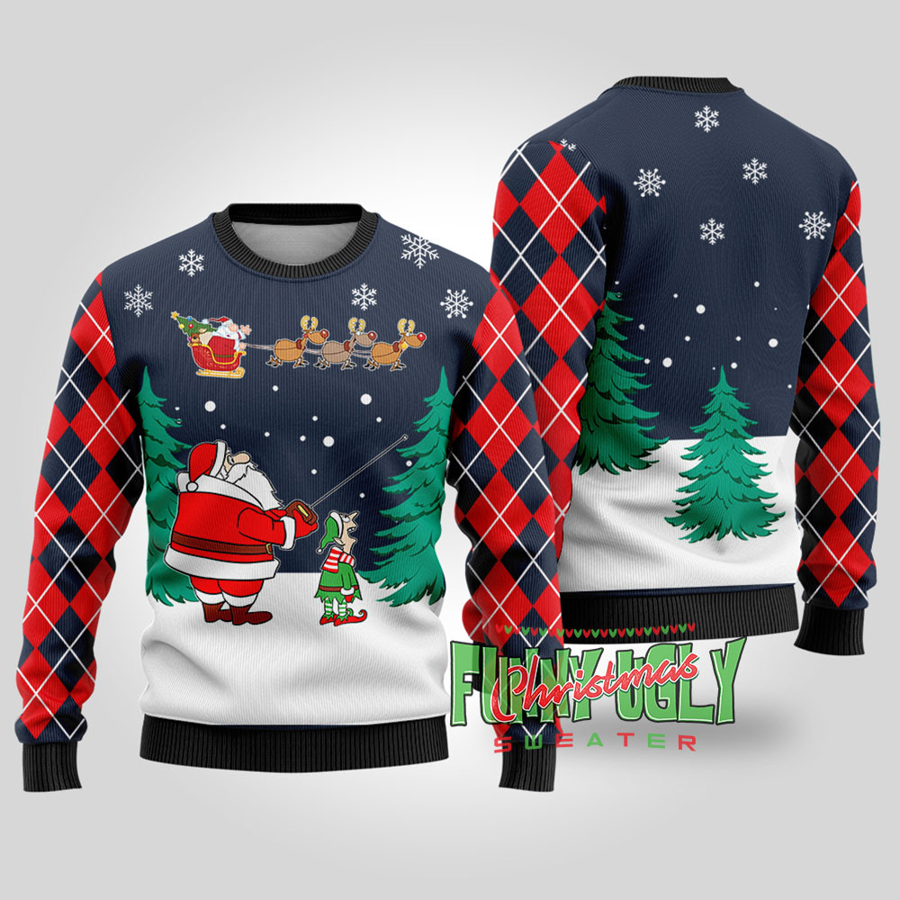 Funny Special Delivery Santa Ugly Christmas Sweater Navy Custom Holiday Sweater Merch That Warms the Heart