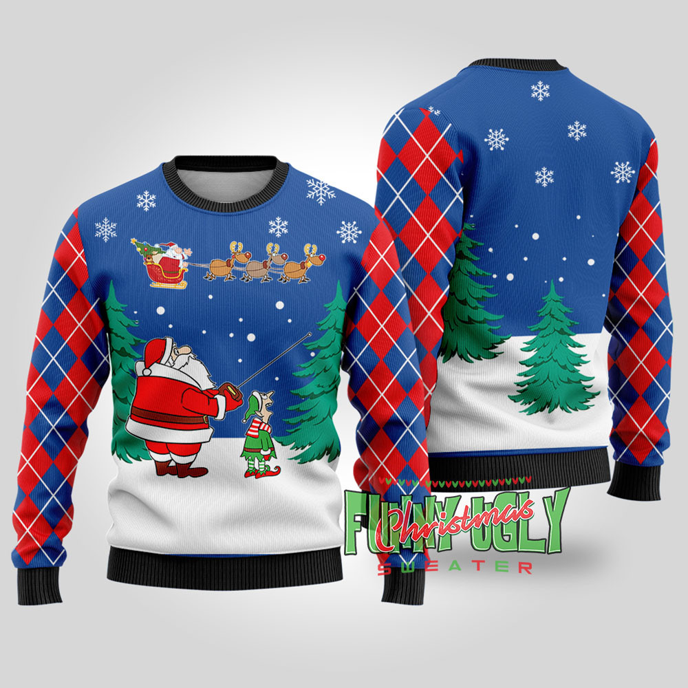 Funny Special Delivery Santa Ugly Christmas Sweater Royal Heartwarming Christmas Gift Sweater for Him or Her