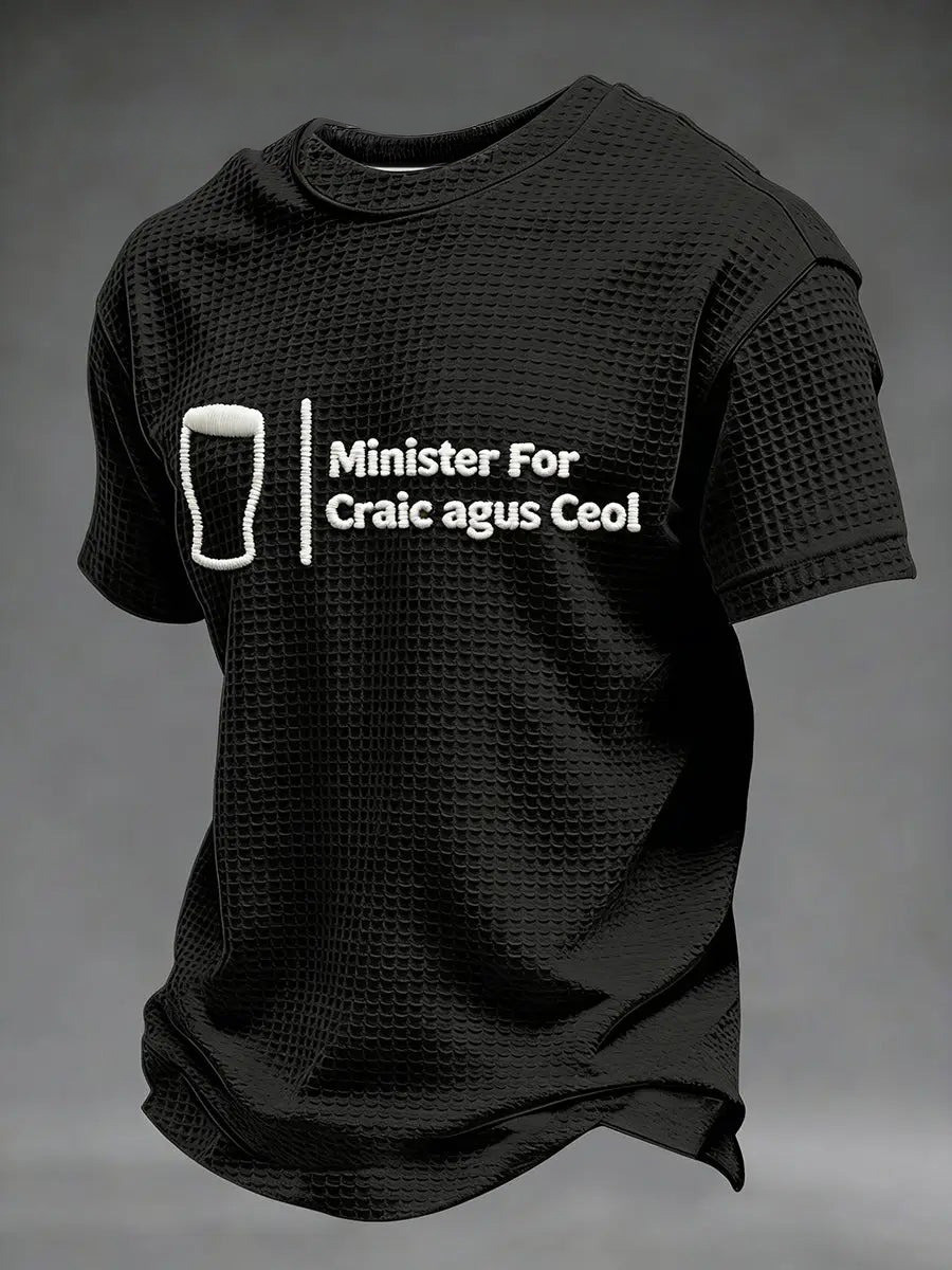 Funny St Patricks Day Graphic Waffle Short Sleeve Shirt Irish Humor Tee Best Gift For Men