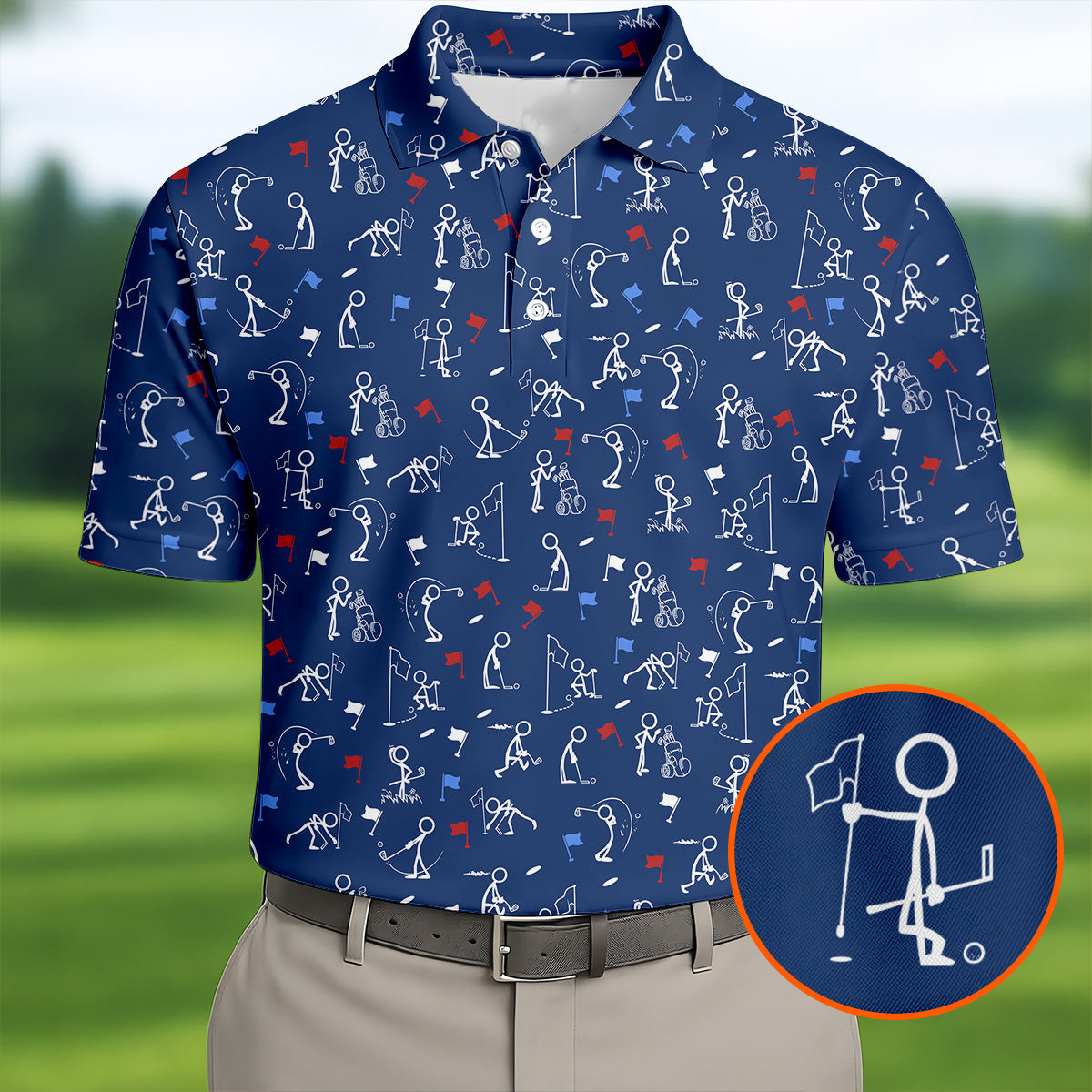 Funny Stick Figure Golf Polo Shirt Mens Golf Shirts Cool Golf Gifts For Dad