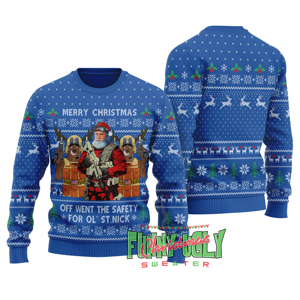 Funny Tactical Santa Ugly Christmas Sweater Royal Exclusive Christmas Sweater Merch Gift Edition