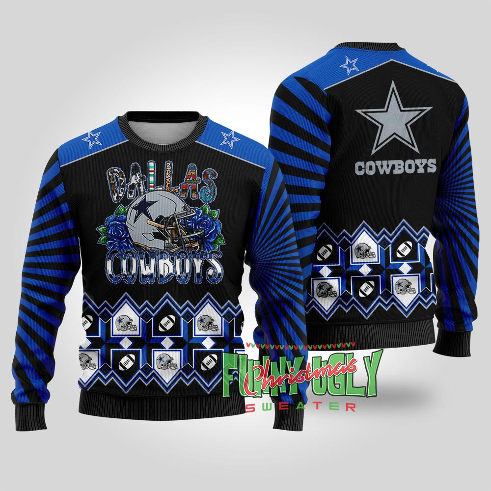Funny The Dallas Cowboys Christmas Sweater Black Cute Christmas Sweatshirt for Holiday Spirit