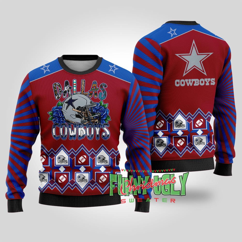 Funny The Dallas Cowboys Christmas Sweater Cardinal Red Trendy Christmas Sweater for Winter Outfits