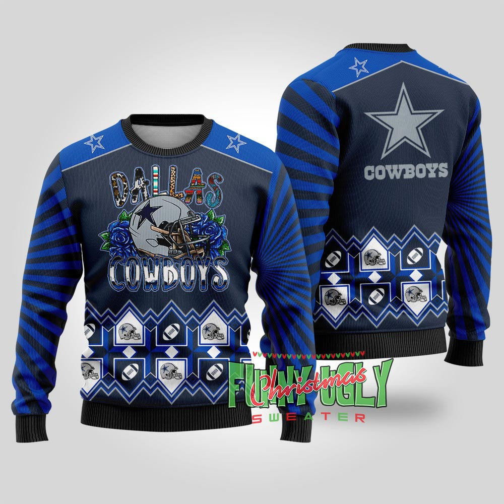 Funny The Dallas Cowboys Christmas Sweater Navy Cute Holiday Sweatshirt to Spread Joy
