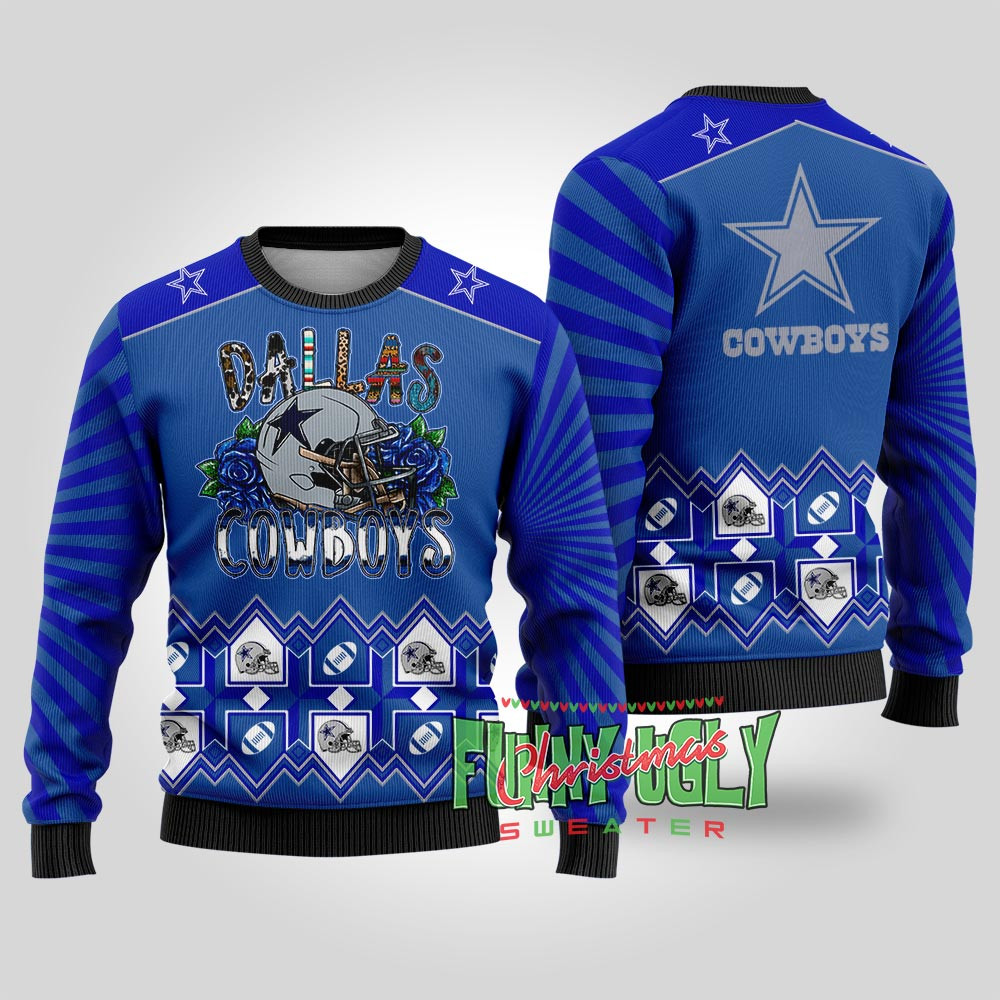 Funny The Dallas Cowboys Christmas Sweater Royal Best Christmas Merch Gift for Family and Friends