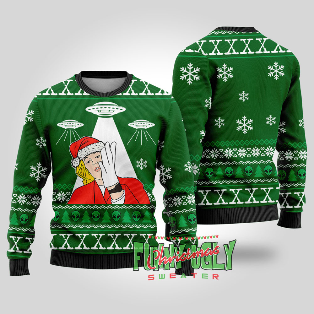 Funny The Xfiles Ugly Christmas Sweater Forest Green Cute Holiday Sweatshirt to Spread Joy