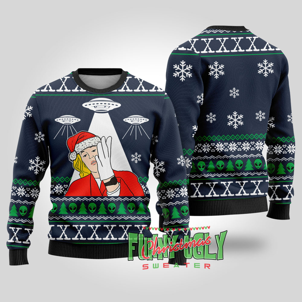 Funny The Xfiles Ugly Christmas Sweater Navy Lovely Merch Gift for Cozy Winter Nights