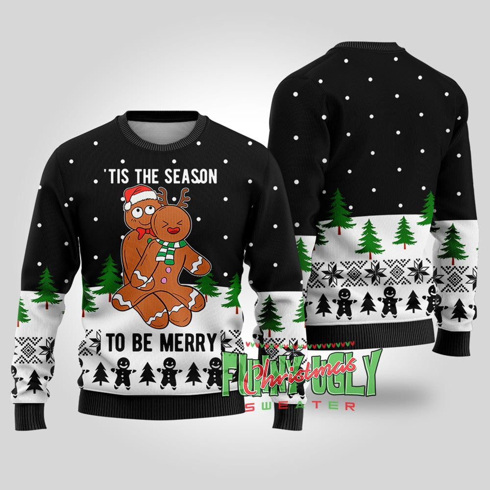 Funny Tis The Season To Be Merry Christmas Black Classic Holiday Sweater for Festive Looks