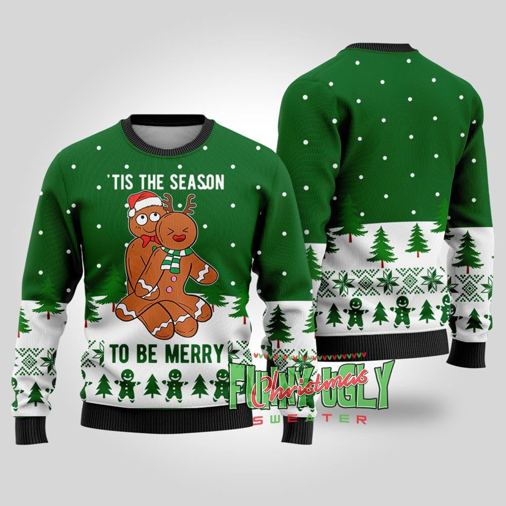 Funny Tis The Season To Be Merry Christmas Forest Green Perfect Gift Sweater for Friends and Family