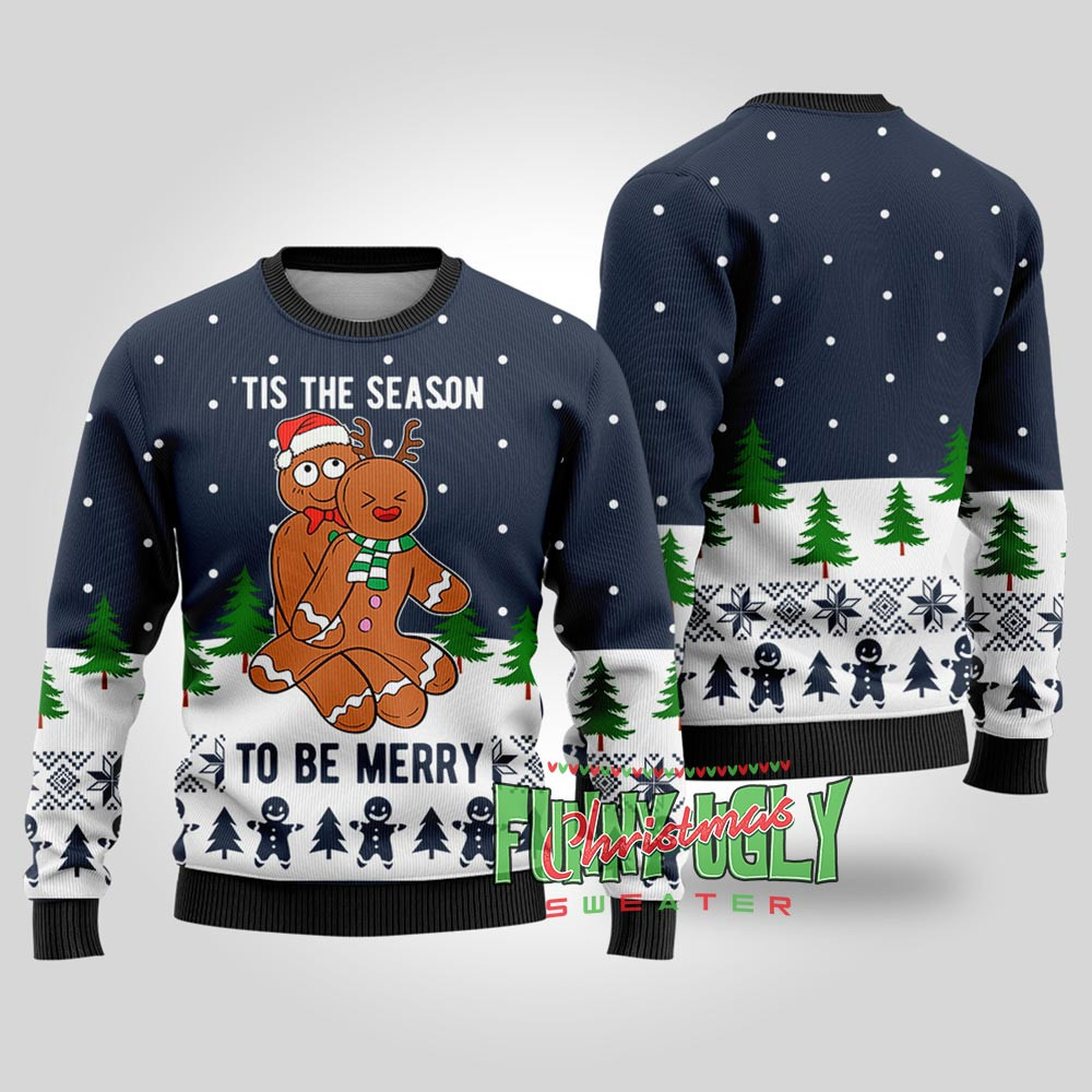Funny Tis The Season To Be Merry Christmas Navy Cozy Christmas Sweater for Holiday Season