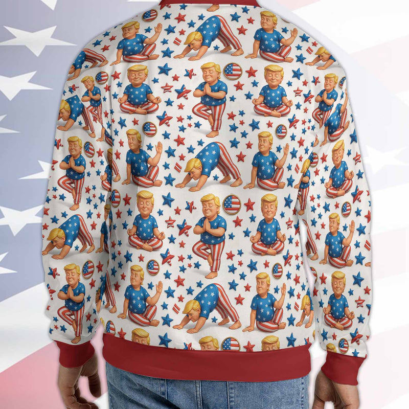 Funny Trump Santa Yoga Ugly Sweater Christmas MAGA Gift for Men Women