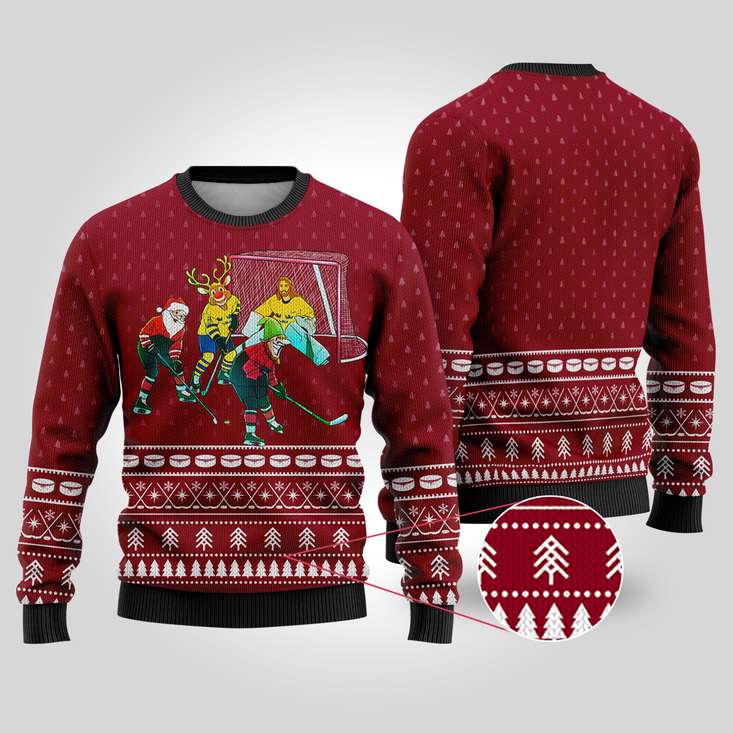 Funny Ugly Christmas Sweater Hockey Hobby Cardinal Red Warm Winter Merch Gift for Someone You Love