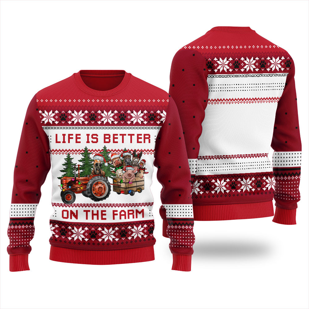 Funny Ugly Sweater Happy Farm Comfortable Holiday Sweater for Chilly Nights