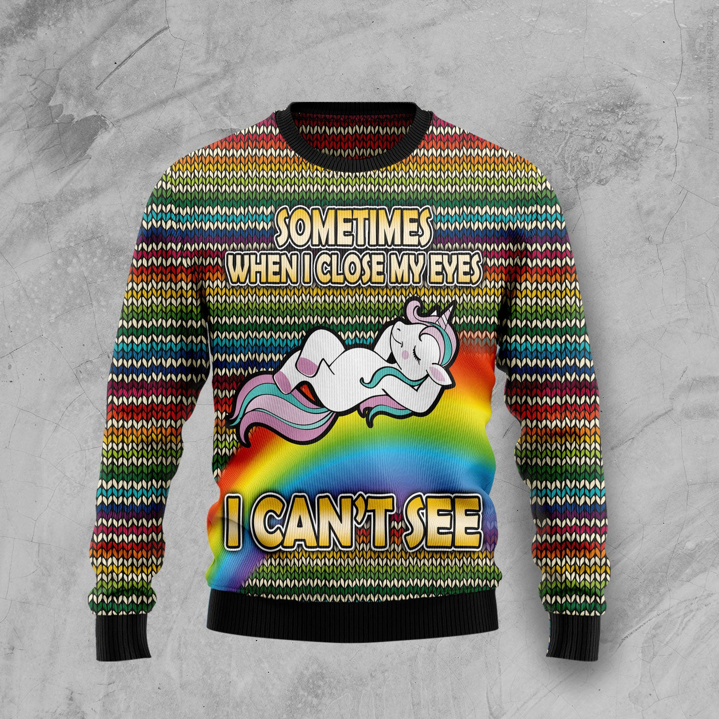 Funny Unicorn Sometimes When Close My Eyes Ugly Christmas Sweater