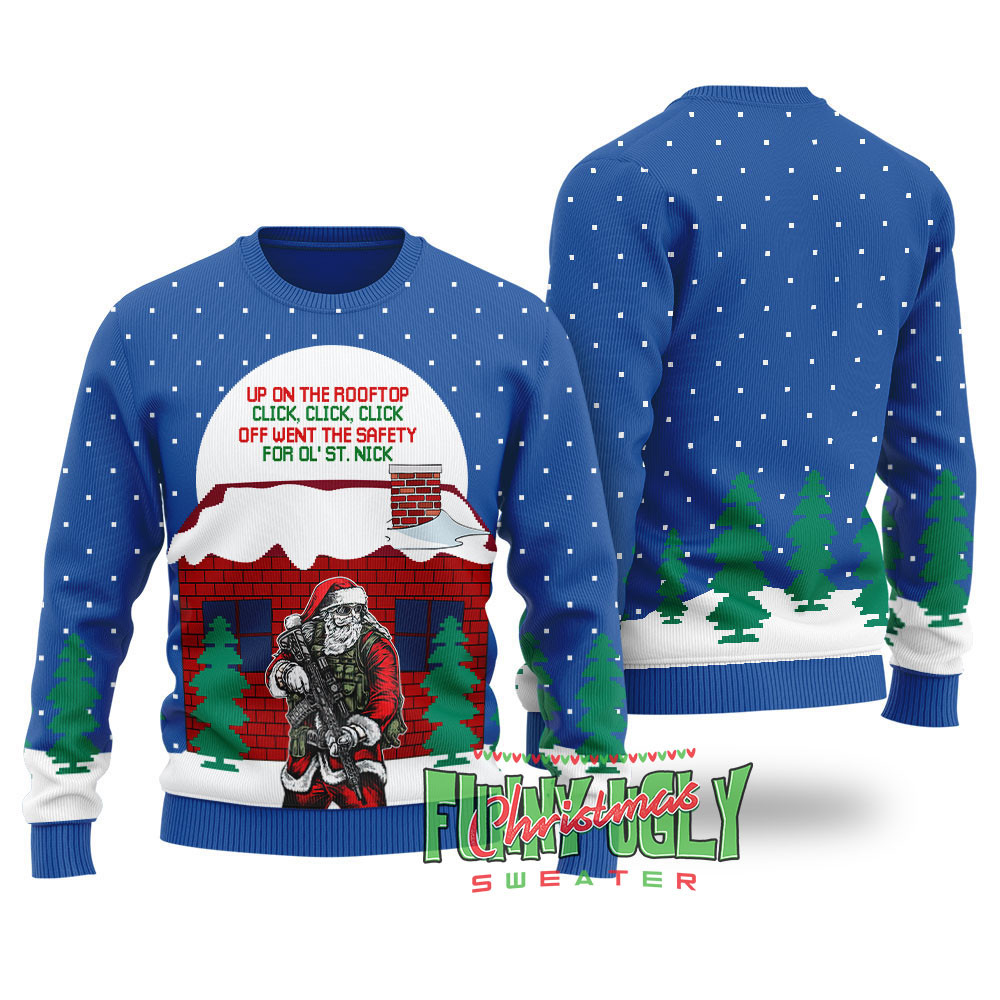 Funny Up On The Housetop Ugly Christmas Sweater Royal Lovely Christmas Sweater Gift for Mom or Grandma