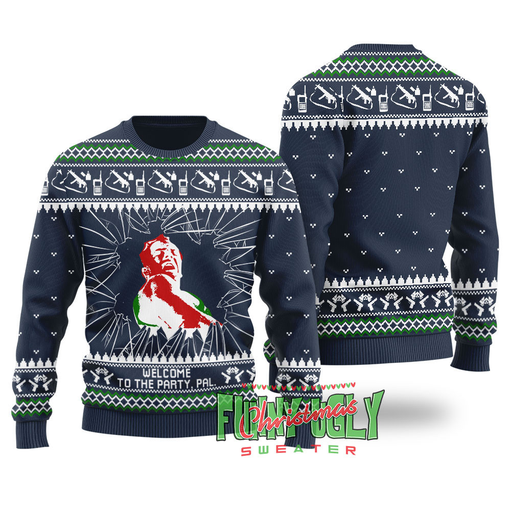Funny Welcome To The Party Die Hard Sweater Navy Special Merch Gift Idea for Festive Celebrations