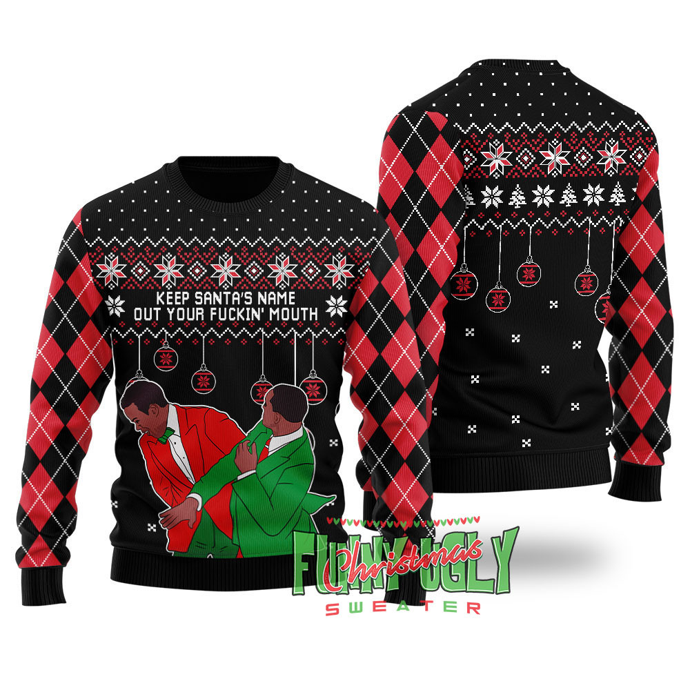 Funny Will Smith Chris Slap Ugly Christmas Sweater Black Holiday Merch That Makes a Perfect Christmas Gift