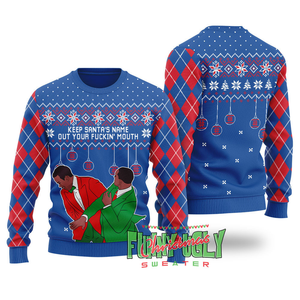 Funny Will Smith Chris Slap Ugly Christmas Sweater Royal Popular Holiday Gift Merch for Everyone