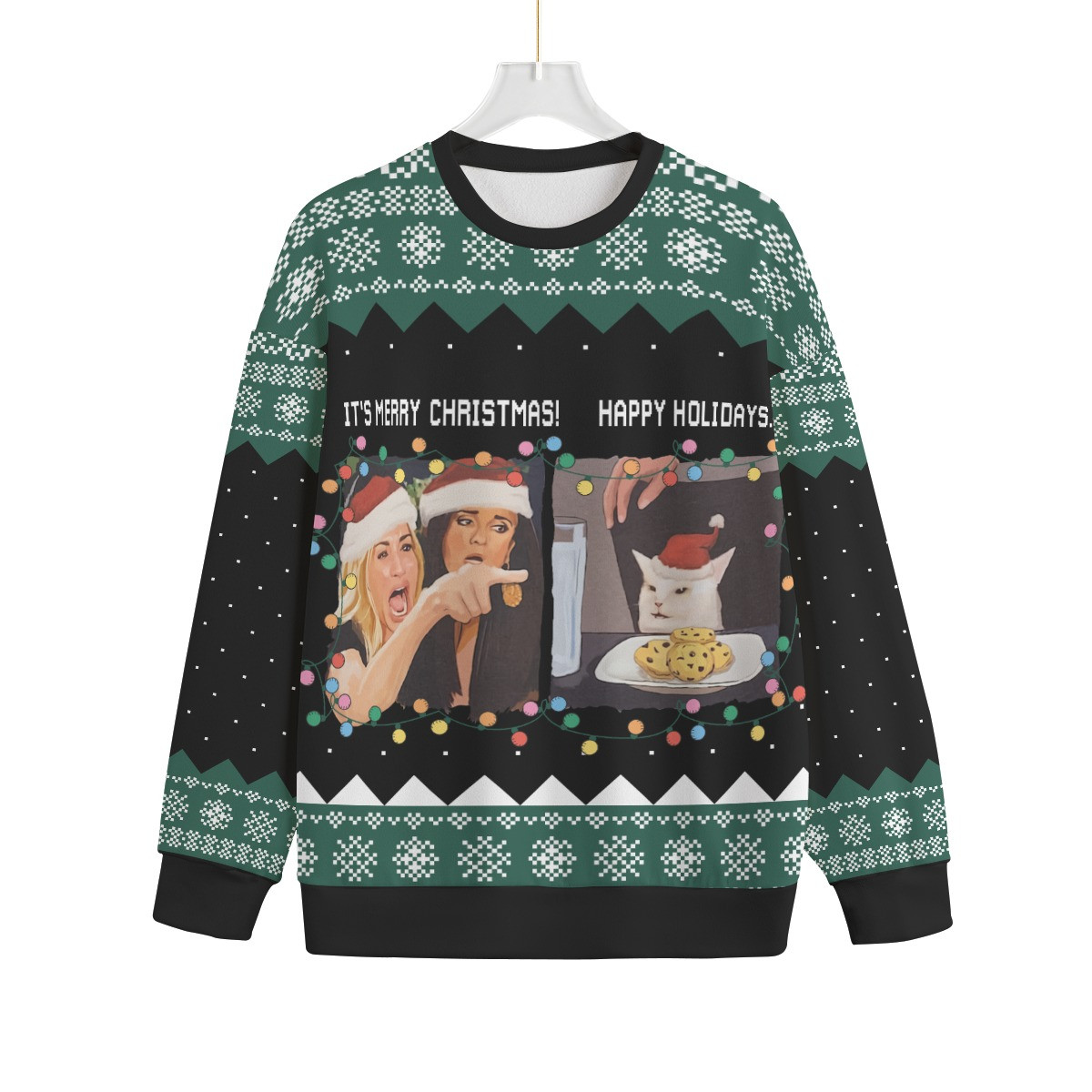 Funny Woman Yelling At A Cat Meme Plus Size Christmas Sweater Adults Cute Holiday Sweatshirt to Spread Joy